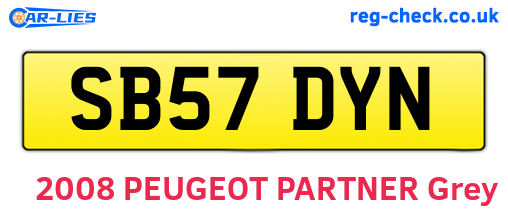 SB57DYN are the vehicle registration plates.