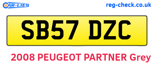 SB57DZC are the vehicle registration plates.