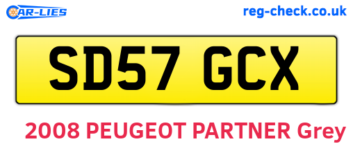 SD57GCX are the vehicle registration plates.