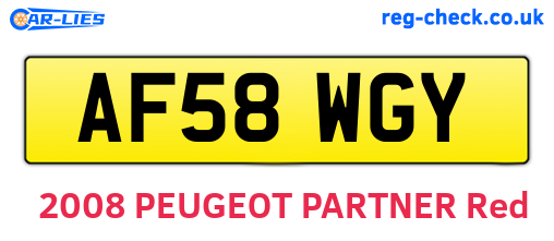 AF58WGY are the vehicle registration plates.