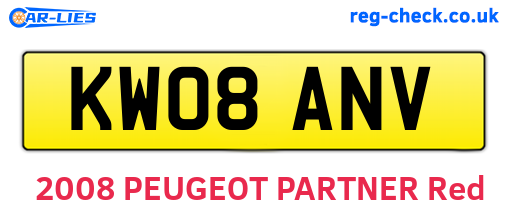 KW08ANV are the vehicle registration plates.