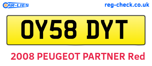 OY58DYT are the vehicle registration plates.