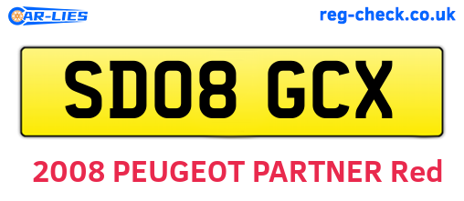 SD08GCX are the vehicle registration plates.