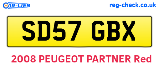 SD57GBX are the vehicle registration plates.