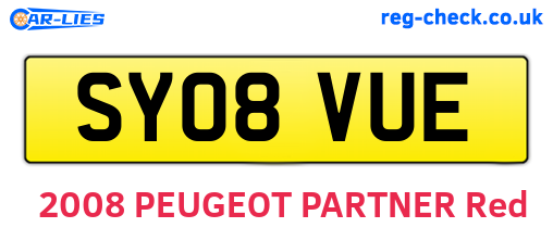 SY08VUE are the vehicle registration plates.