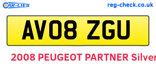 AV08ZGU are the vehicle registration plates.