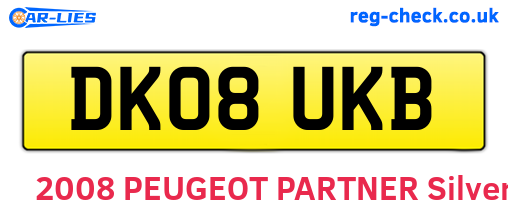 DK08UKB are the vehicle registration plates.