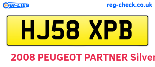 HJ58XPB are the vehicle registration plates.