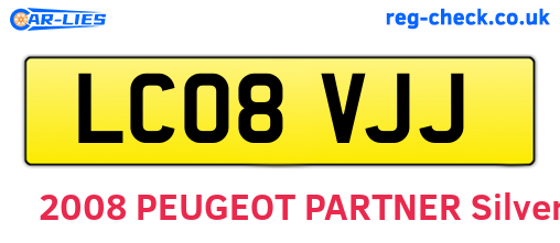 LC08VJJ are the vehicle registration plates.