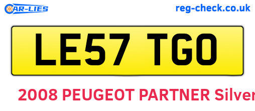 LE57TGO are the vehicle registration plates.
