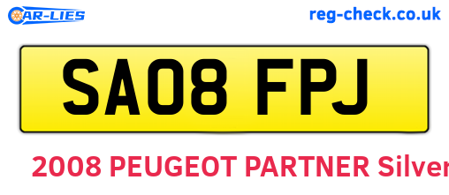 SA08FPJ are the vehicle registration plates.