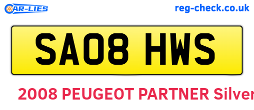 SA08HWS are the vehicle registration plates.