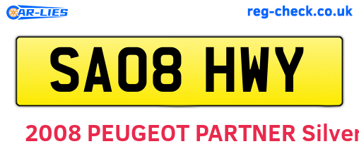SA08HWY are the vehicle registration plates.