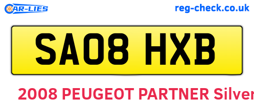 SA08HXB are the vehicle registration plates.