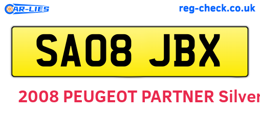 SA08JBX are the vehicle registration plates.