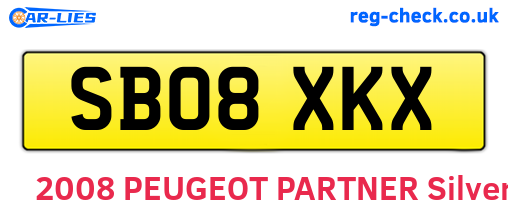 SB08XKX are the vehicle registration plates.