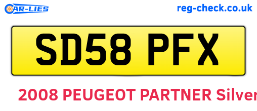 SD58PFX are the vehicle registration plates.