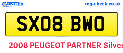 SX08BWO are the vehicle registration plates.