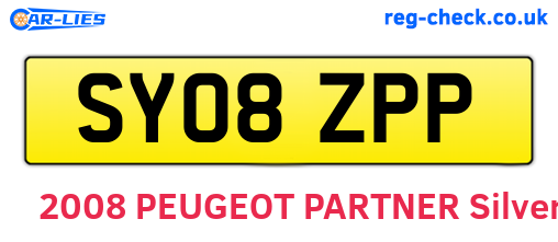 SY08ZPP are the vehicle registration plates.