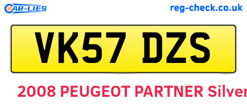 VK57DZS are the vehicle registration plates.