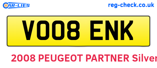VO08ENK are the vehicle registration plates.