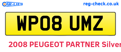 WP08UMZ are the vehicle registration plates.