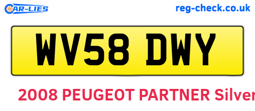 WV58DWY are the vehicle registration plates.