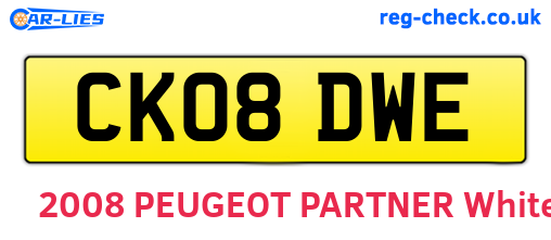 CK08DWE are the vehicle registration plates.