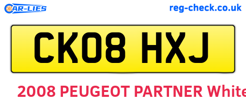 CK08HXJ are the vehicle registration plates.