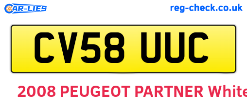 CV58UUC are the vehicle registration plates.