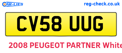 CV58UUG are the vehicle registration plates.