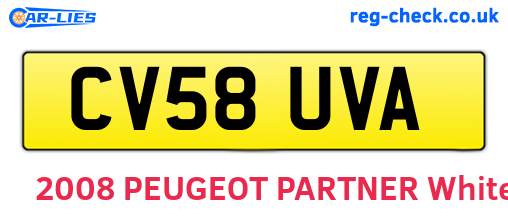 CV58UVA are the vehicle registration plates.