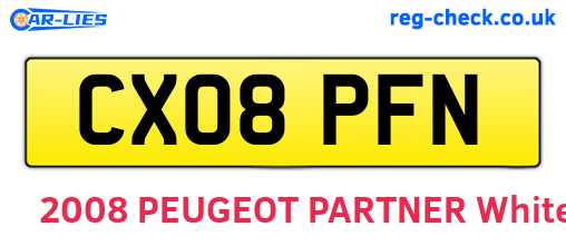 CX08PFN are the vehicle registration plates.