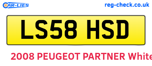 LS58HSD are the vehicle registration plates.
