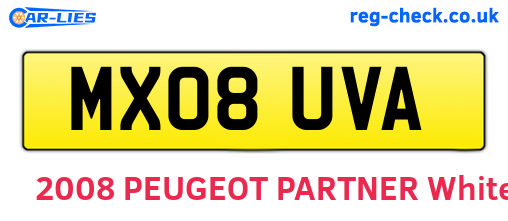 MX08UVA are the vehicle registration plates.