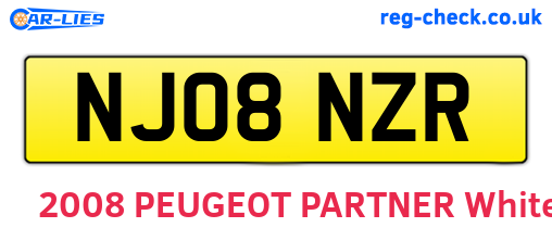 NJ08NZR are the vehicle registration plates.