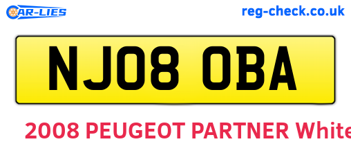 NJ08OBA are the vehicle registration plates.