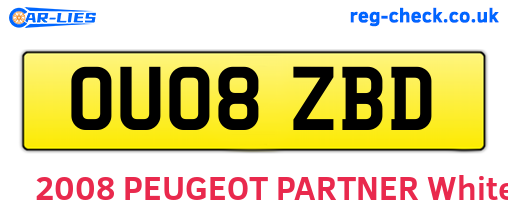 OU08ZBD are the vehicle registration plates.
