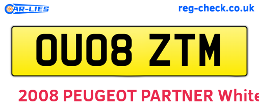 OU08ZTM are the vehicle registration plates.