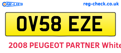 OV58EZE are the vehicle registration plates.