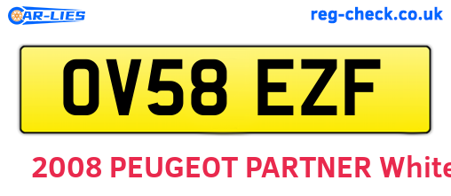 OV58EZF are the vehicle registration plates.