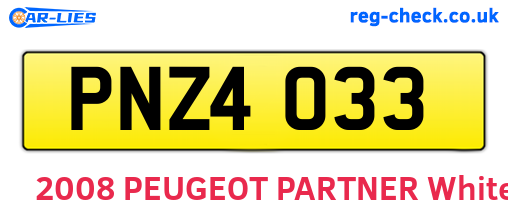 PNZ4033 are the vehicle registration plates.