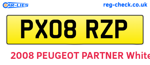 PX08RZP are the vehicle registration plates.