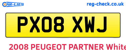 PX08XWJ are the vehicle registration plates.