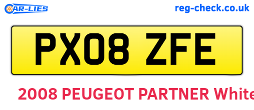 PX08ZFE are the vehicle registration plates.