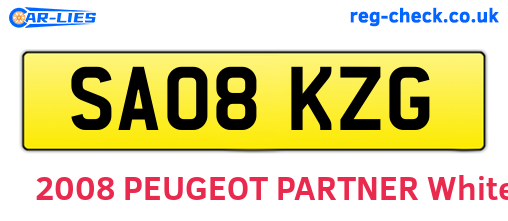 SA08KZG are the vehicle registration plates.