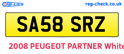 SA58SRZ are the vehicle registration plates.