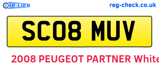 SC08MUV are the vehicle registration plates.