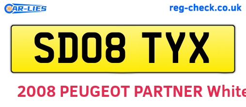 SD08TYX are the vehicle registration plates.