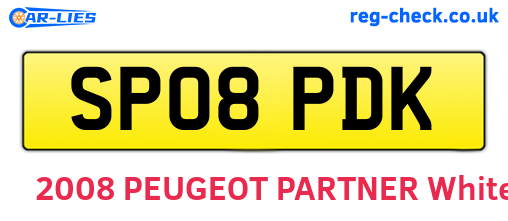 SP08PDK are the vehicle registration plates.